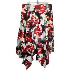 Tamsy Floral Asymmetrical Midi Skirt Size XL